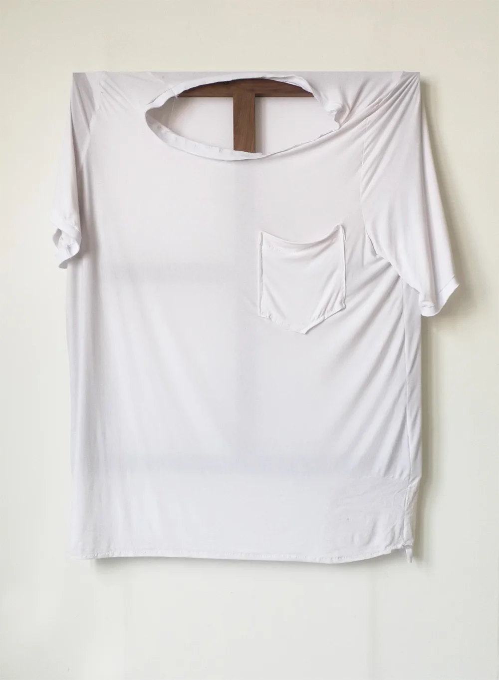 Plain White Tee, 2015, 117 x 101,5 Mixed textiles on walnut stretcher