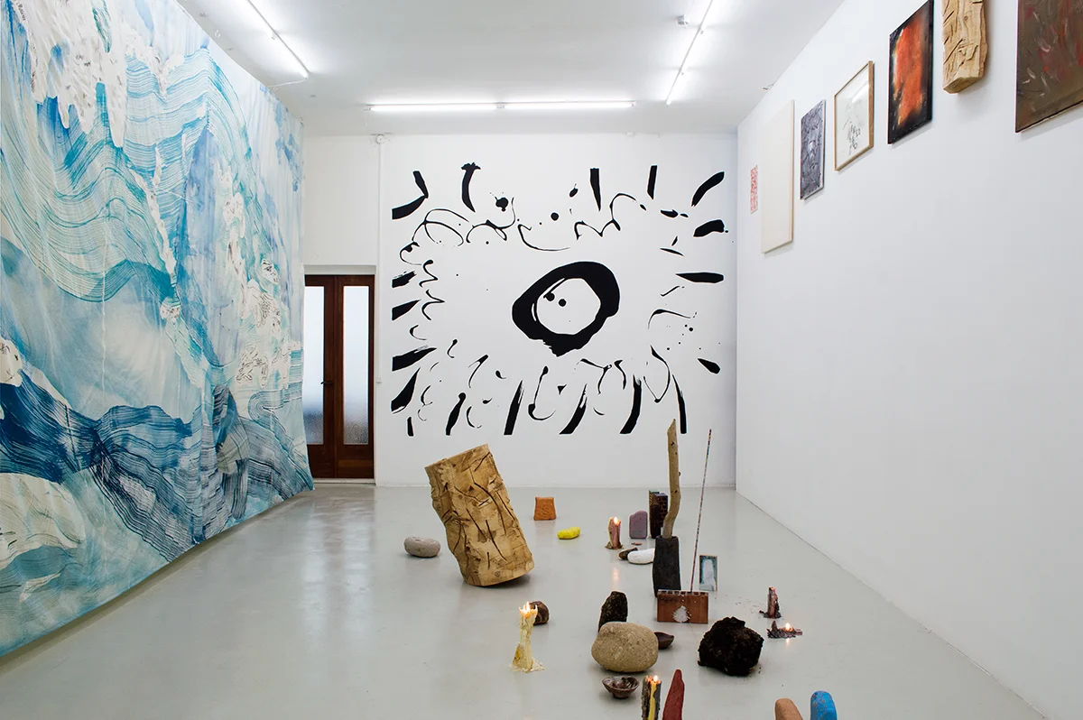 Installation view of Kälen, with works by Matthew Lutz-Kinoy, Magni Borgehed and Natsuko Uchino