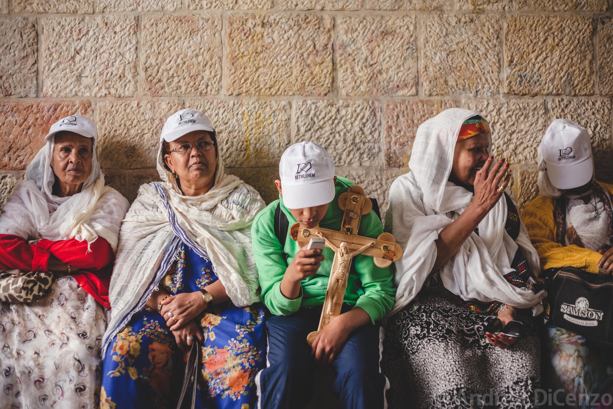  Pilgrims find shade and a bench to rest on during the Christian religious holiday of Good Friday. Christian Pilgrims come from around the world to walk in the steps of Jesus Christ&nbsp;along&nbsp;the Via Dolorosa to commemorate his crucifixion and 