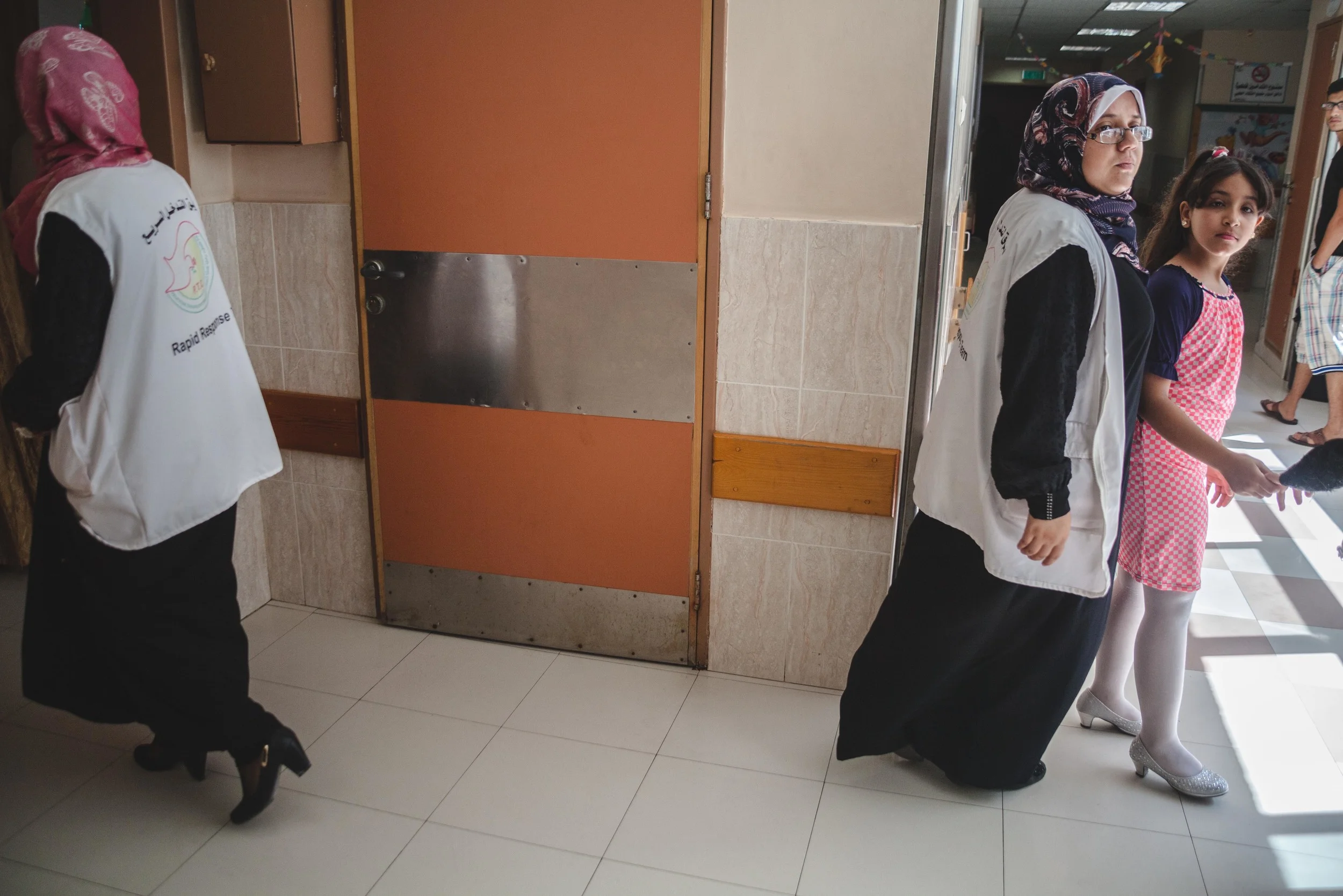 Volunteer nurses visit children at Shifa Hospital in Gaza City.