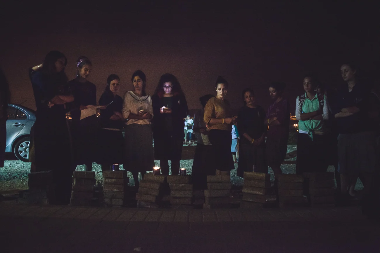 Nof Ayalon, the community where one of the three murdered teenage boys lived, lit candles and mourn the lose of their loved one. 30 June 2014.