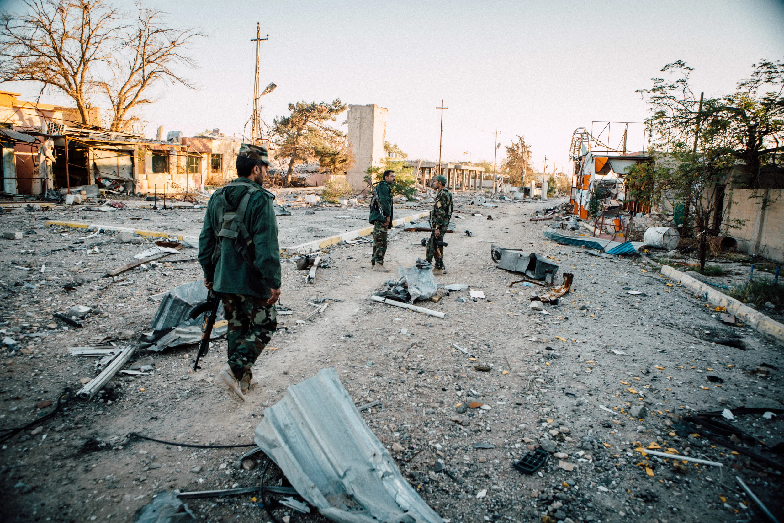 The empty streets of Sinjar show the destruction of war and fifteen months under ISIS control.
