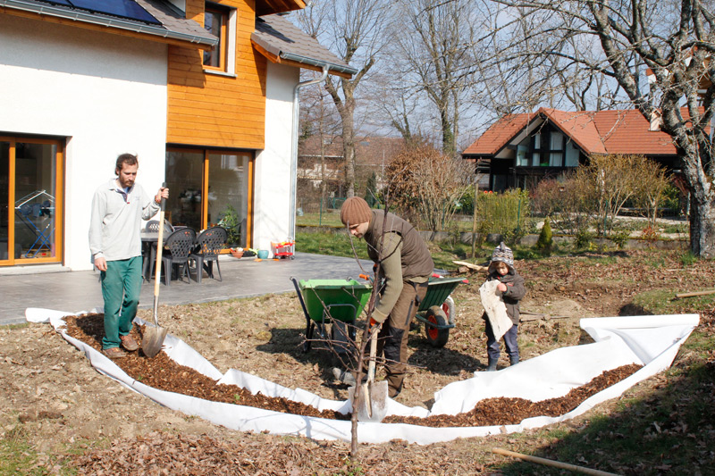 Creating the garden path for the small people and the gardeners.
