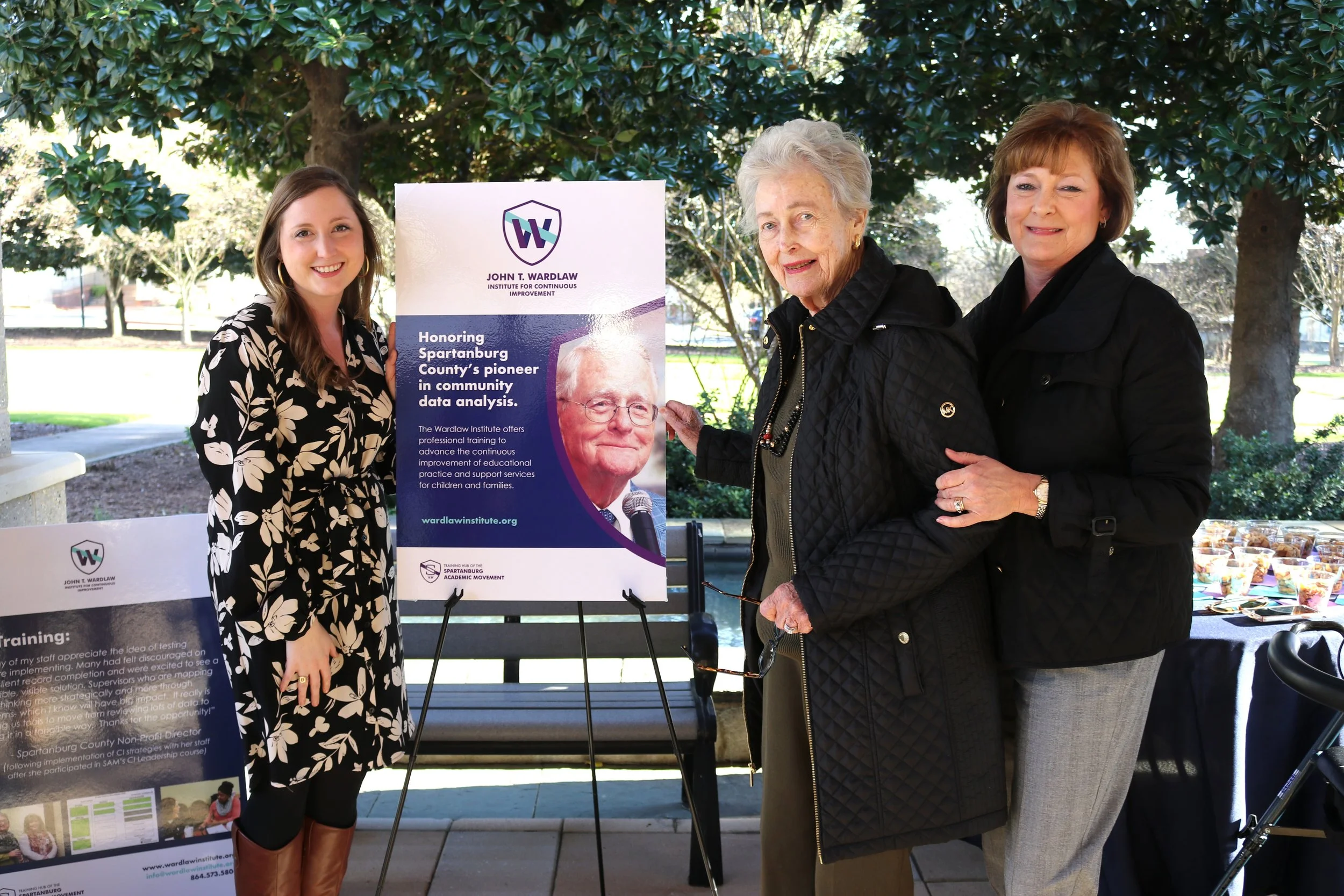 Members of the Wardlaw Family celebrate the formal launch of the John T. Wardlaw Institute for Continuous Improvement. L-R are: Ms. Ashley McCollum, Mrs. Mary “Pootsie” Wardlaw, and Mrs. Saunders McCollum.