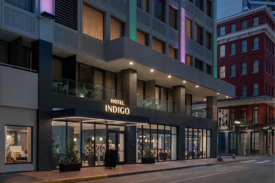 Hotel Indigo Entrance at Night