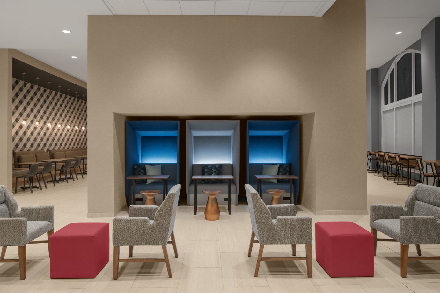Lounge Work Seating Area in the Home2 Suites + Tru Hotel by Hilton | Shell Building