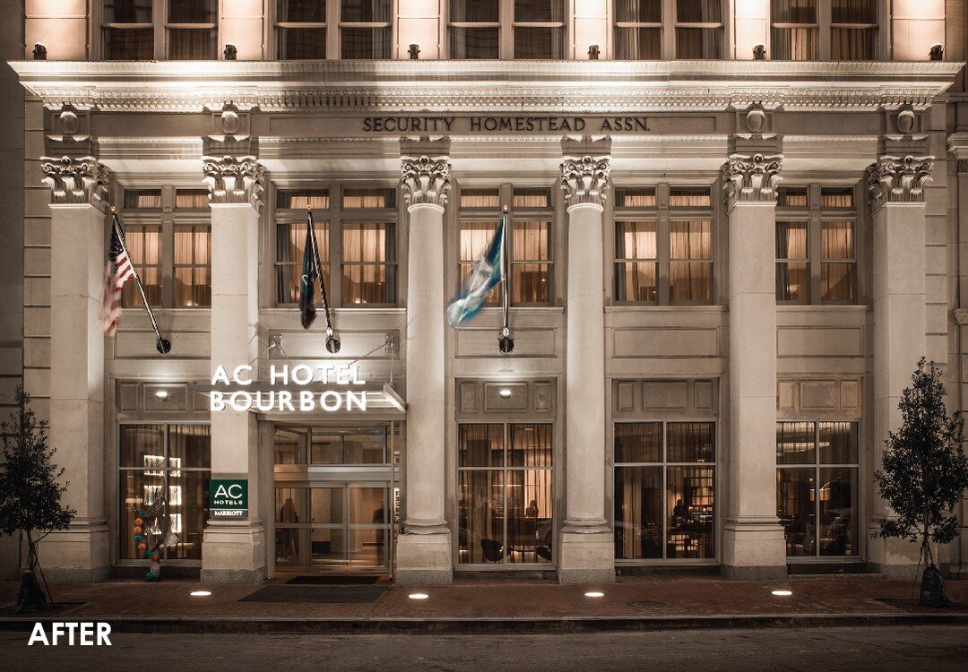 May is #PreservationMonth! Each Tuesday in May, we will highlight transformative elements of recent Campo #historicrenovation projects.

First up is the AC Hotel by Marriott New Orleans Bourbon (2014). Formerly the historic Cotton Exchange Hotel, thi