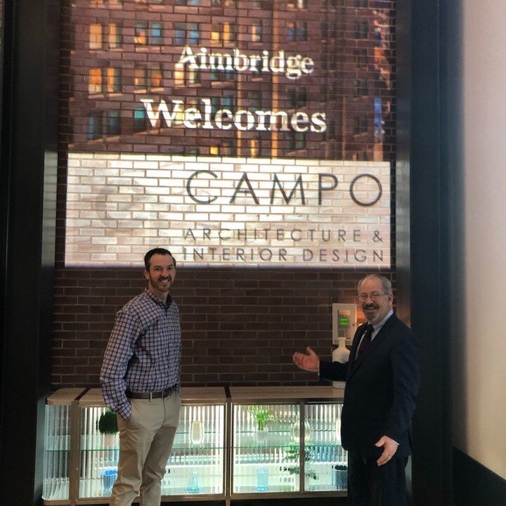 John T. Campo, Jr. and Travis Burns enjoyed a full day of Aimbridge &ldquo;Executives Immersion&rdquo; with a goal of partnering on future Hotel Developments.

Aimbridge Hospitality included a nice surprise display of the Campo logo on the lobby wall