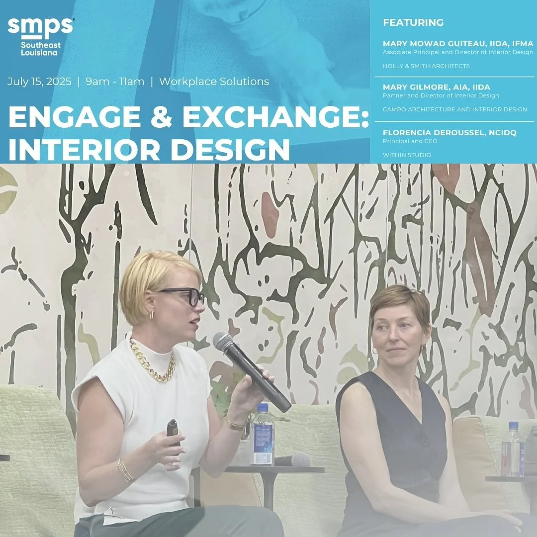 Join @gilmore_ma and other industry experts for an insightful panel discussion hosted by SPMS Southeast Louisiana on the integral role of interior design in the overall project delivery. The conversation will explore how interior design overlaps and 