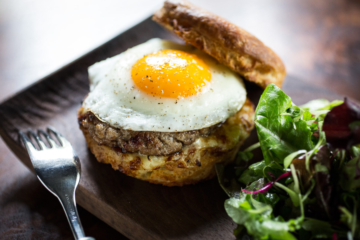 Egg on a Biscuit with Sausage at Fish & Game