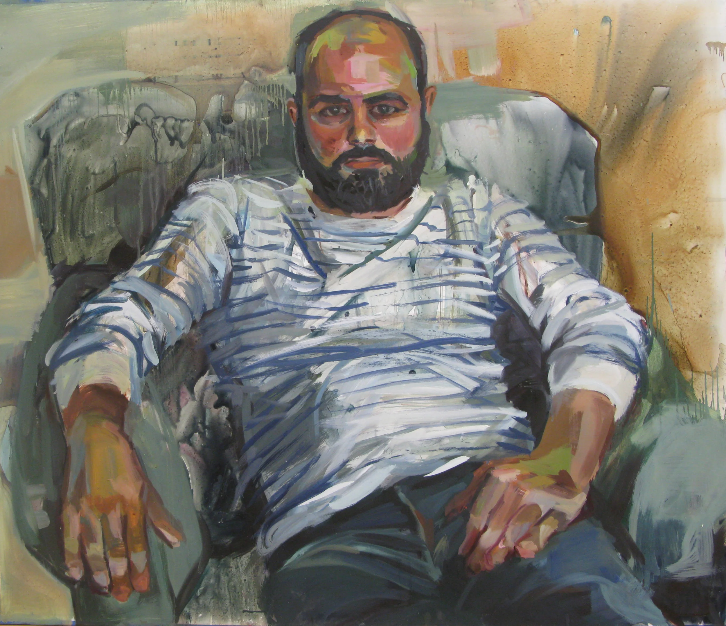 Paul oil and watercolor on paper 47" x 57" 2014
