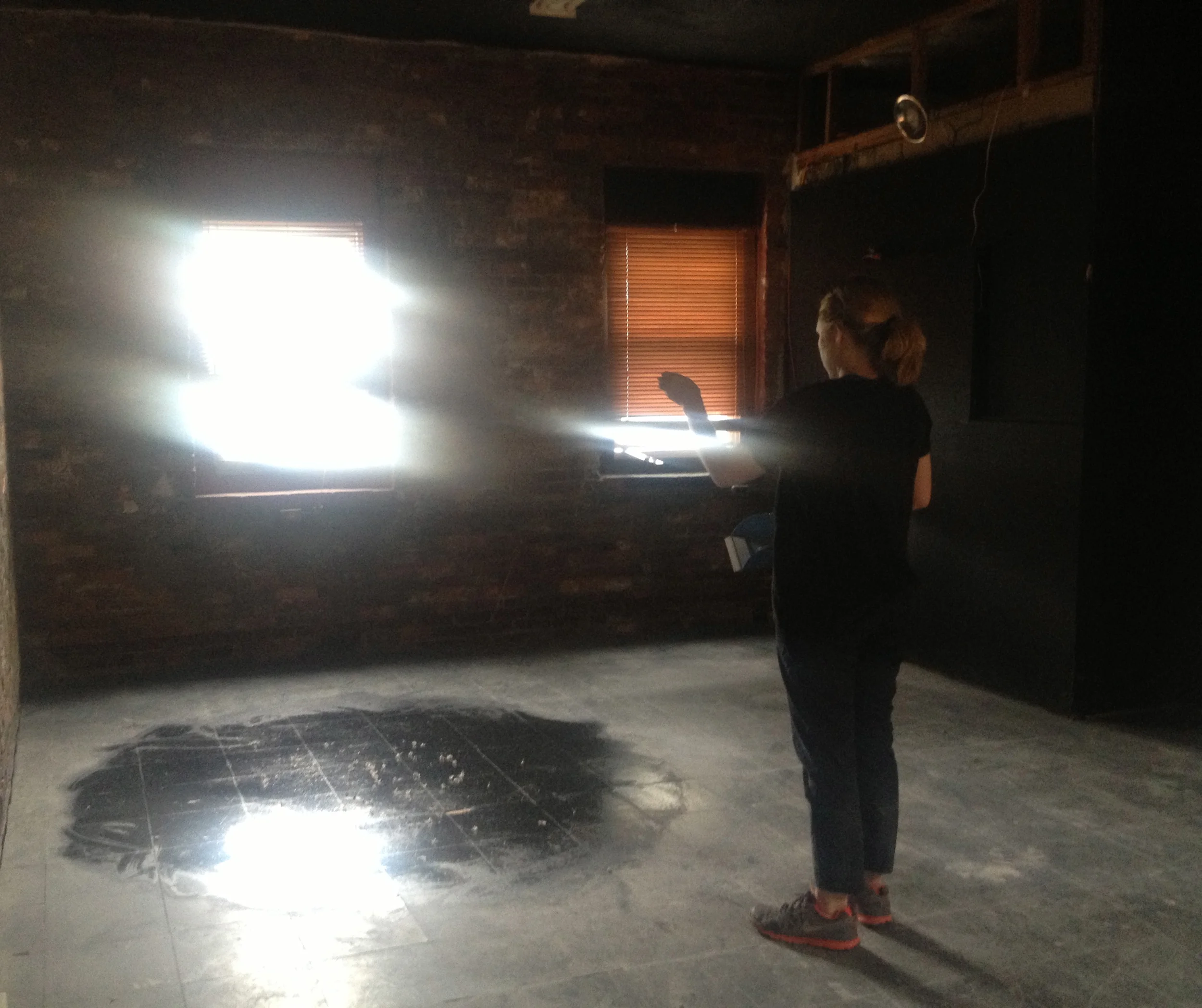 Coe, Courtney and Annie installing This Is Not Not About You