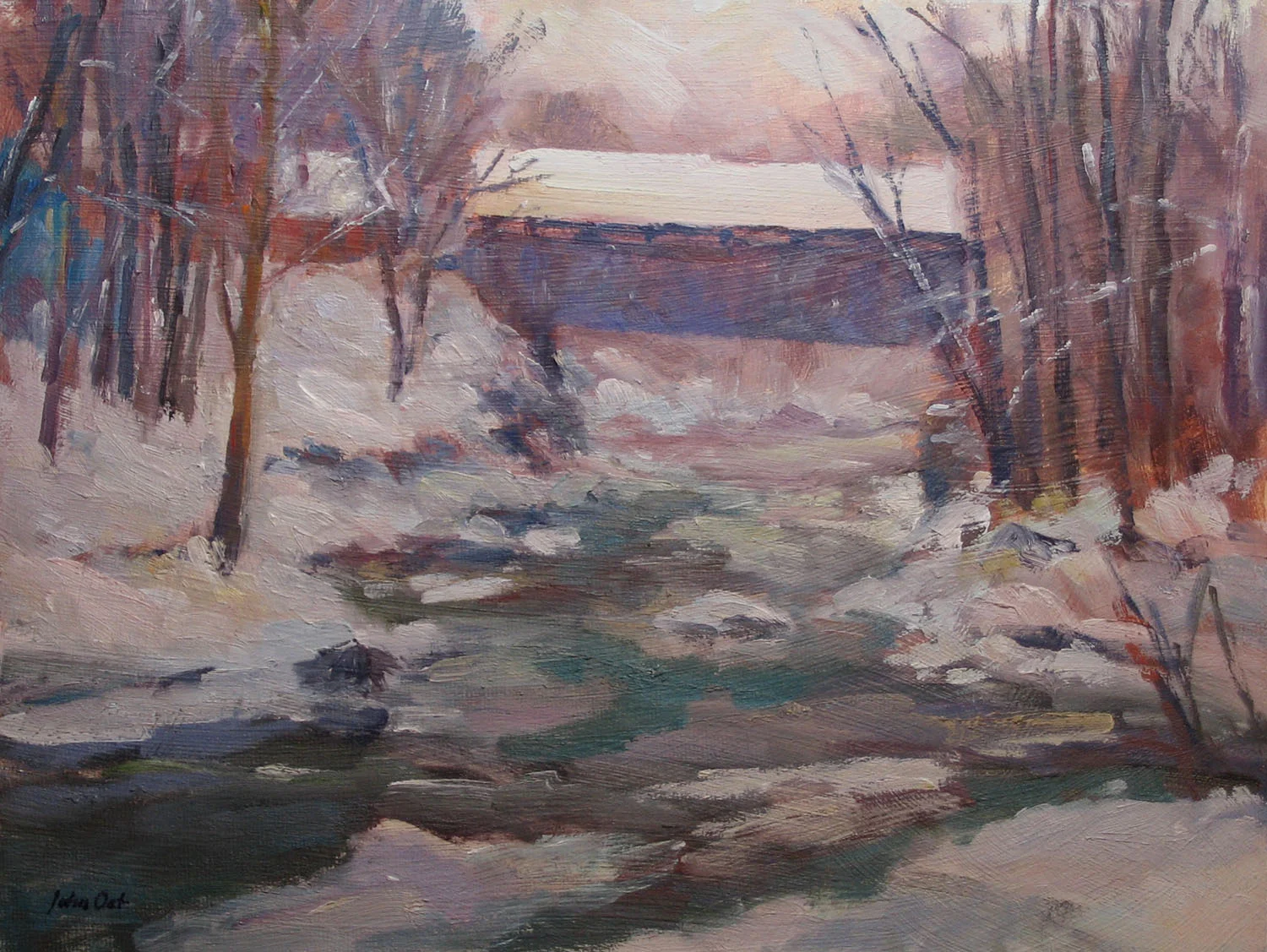 Snow Coming Down River