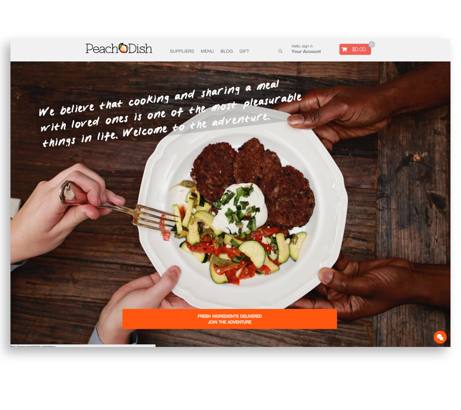 PeachDish website landing page