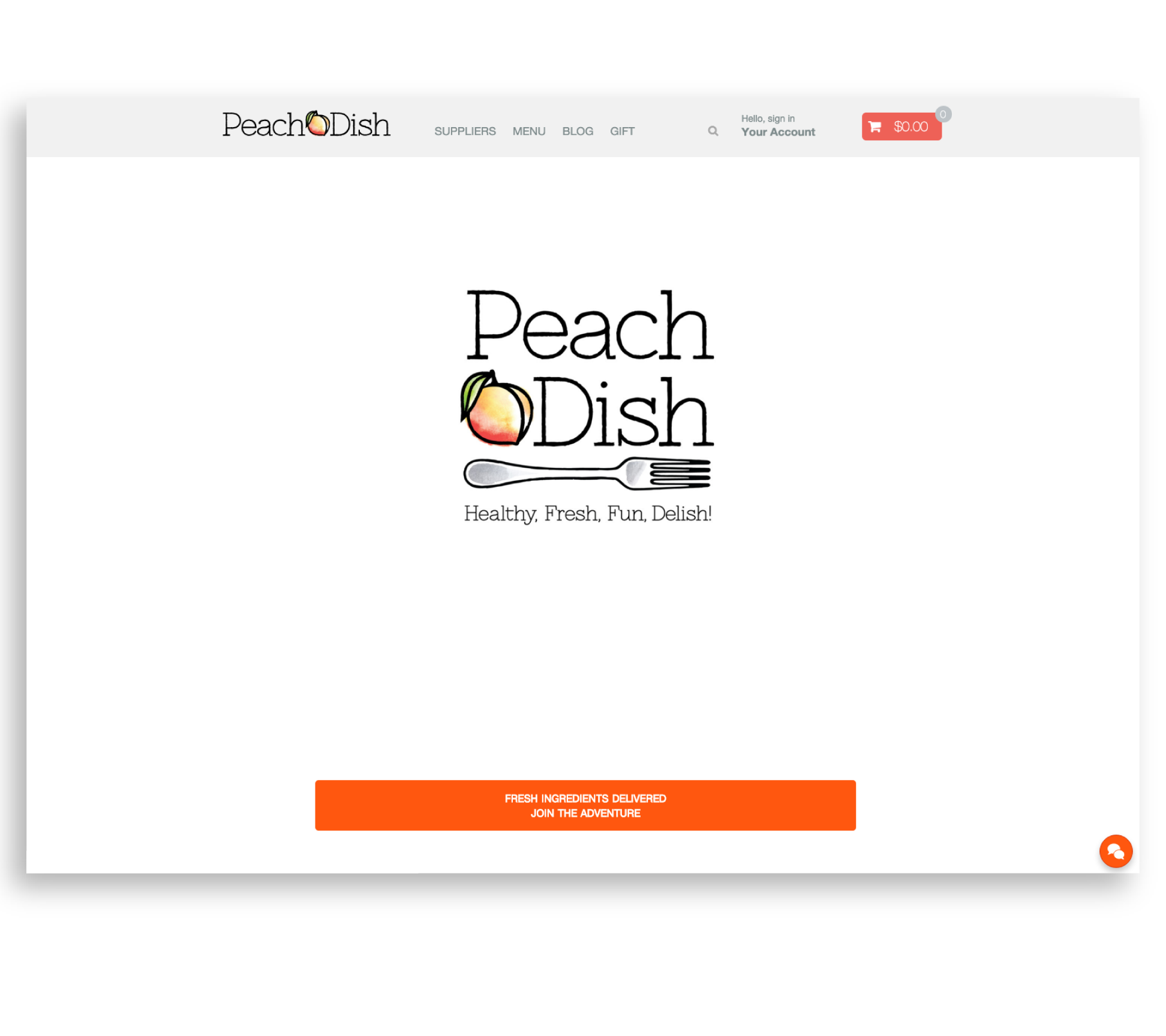 PeachDish website landing page