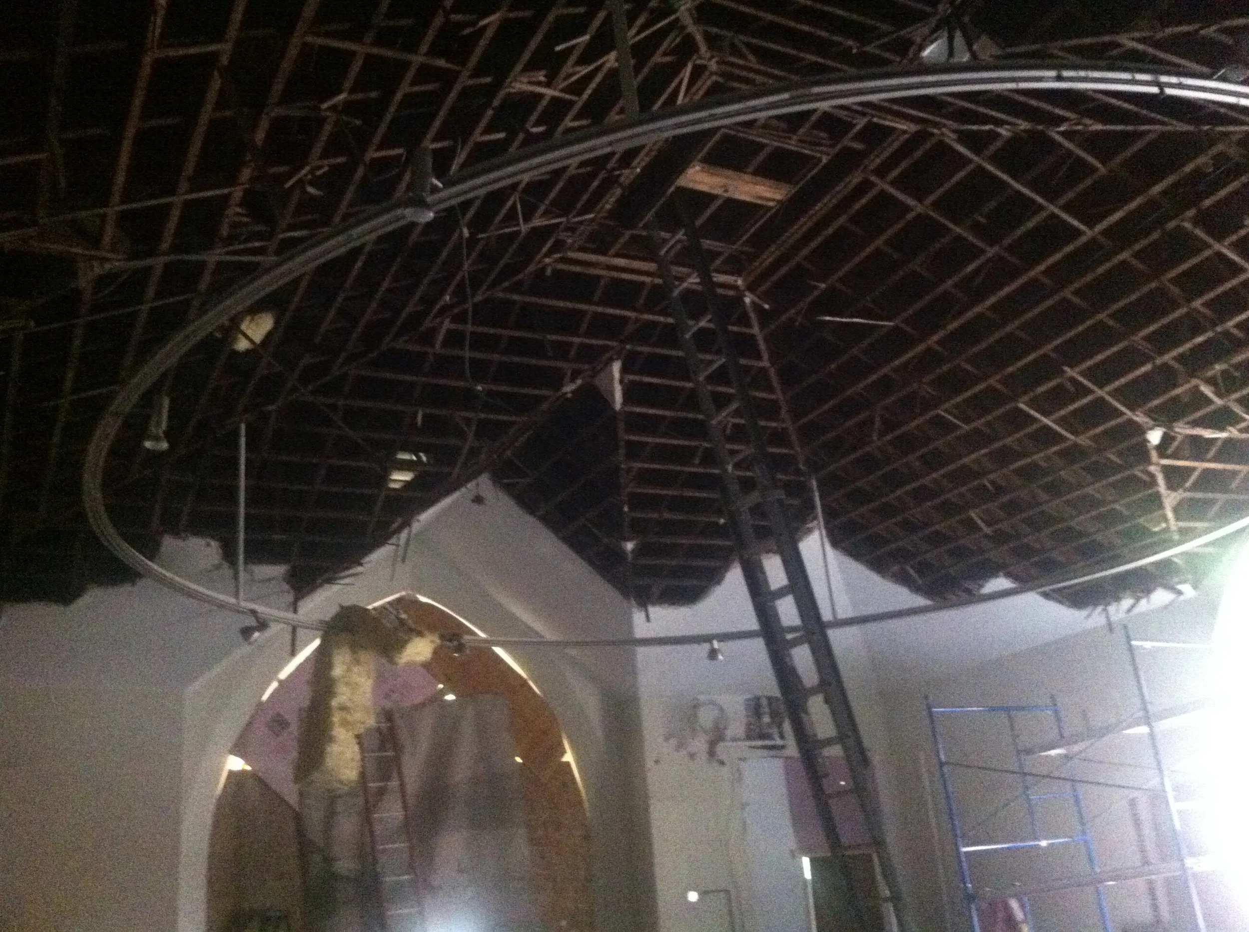  Removing the ceiling to expand our vision.&nbsp; Taking up to 25 feet to expose timber beams 