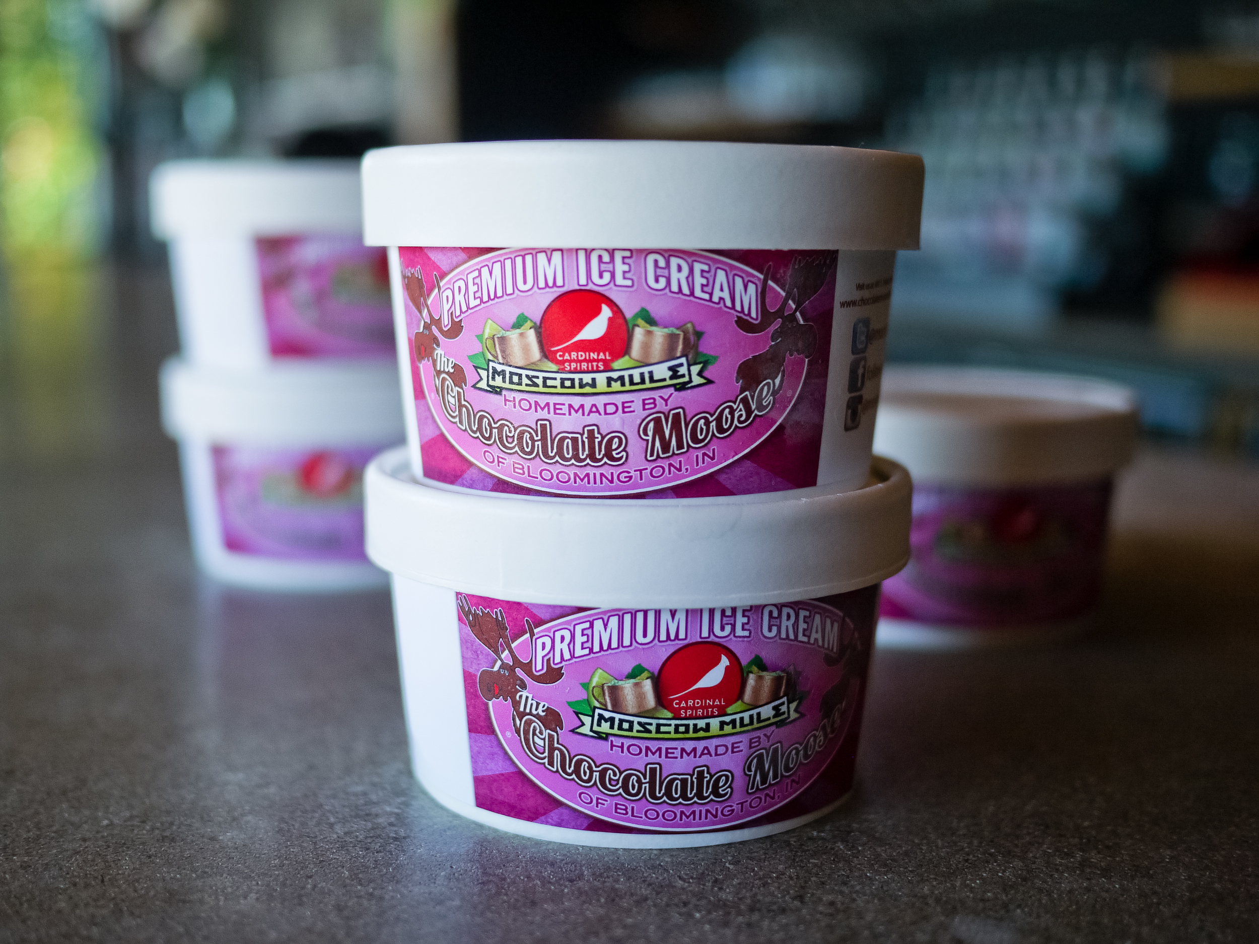 Moscow Mule ice cream made with Cardinal Spirits vodka.