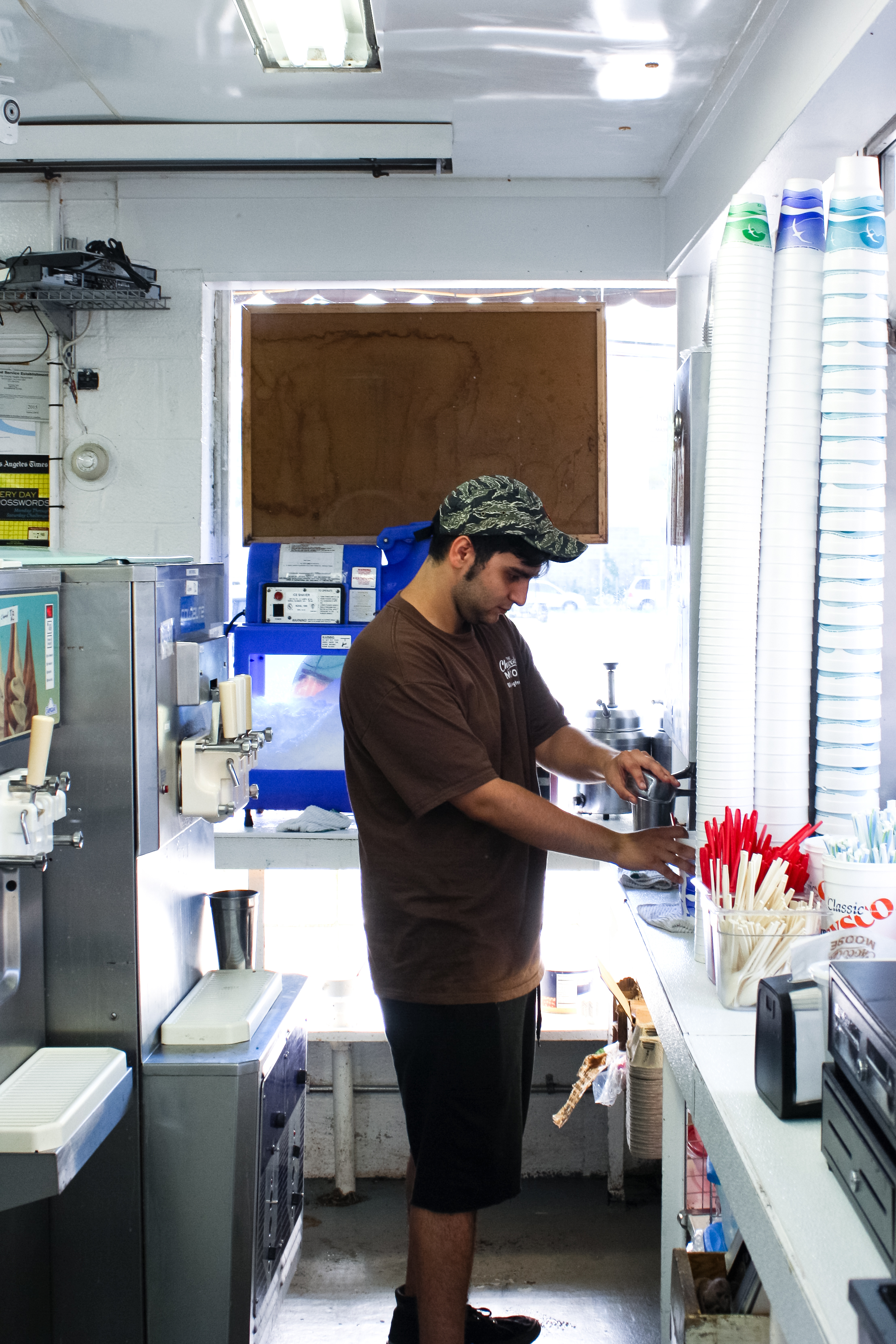 A peek inside the tiny ice cream shop.