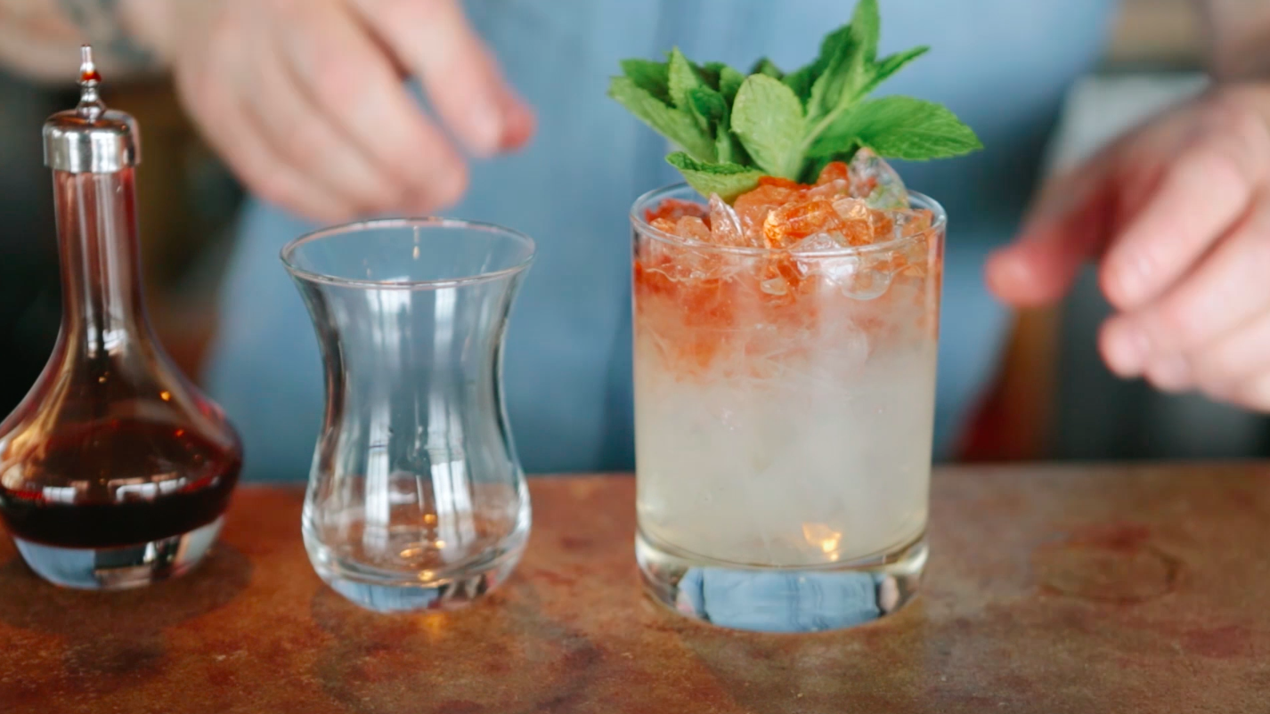 BIN 'N GITTERS: Cardinal Spirits Standard Dry Gin, lime, bitters, mint