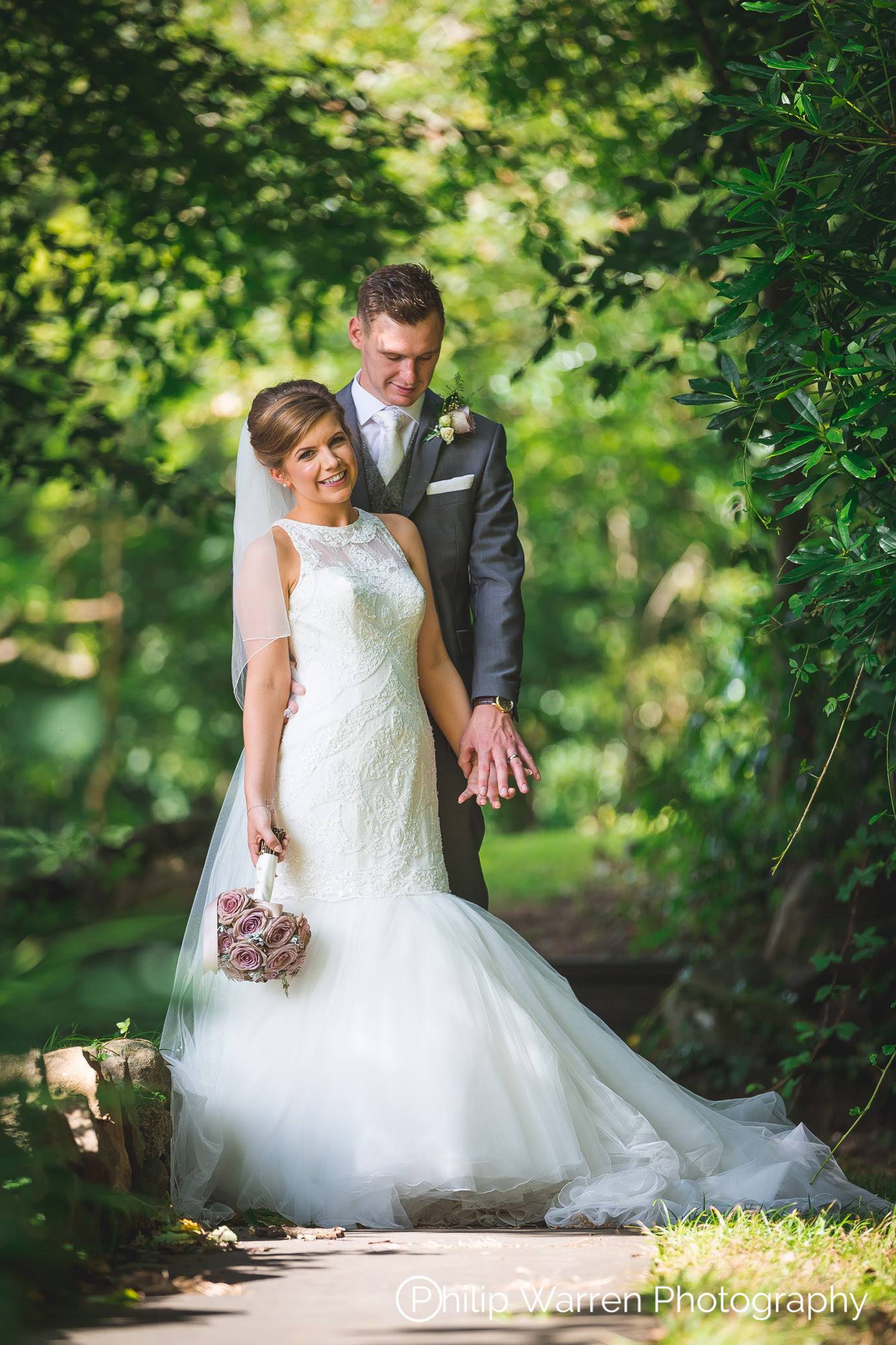 Bride and Groom Outdoors at Court Colman, Bridgend