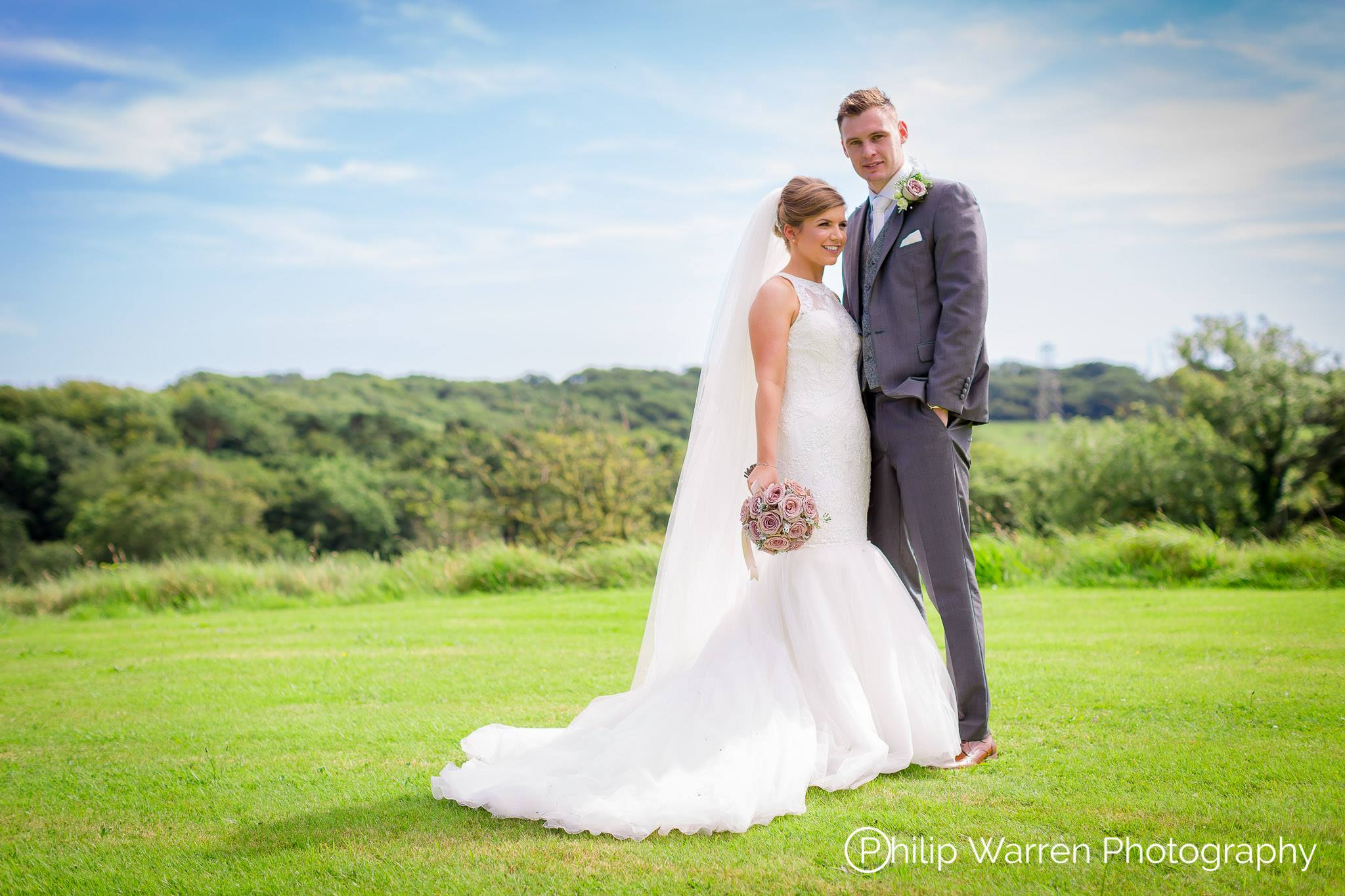 Bride and Groom Outdoors at Court Colman