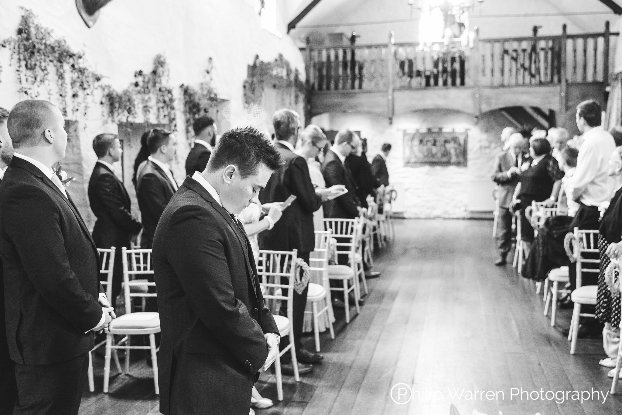 Groom Waiting in Miskin Manor Ceremony Room