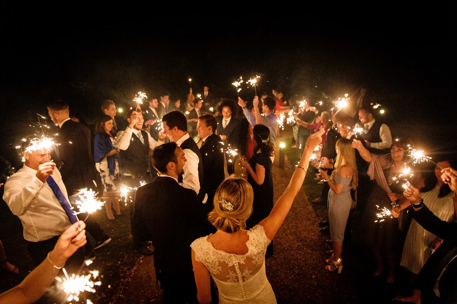 sparklers at coombe lodge wedding