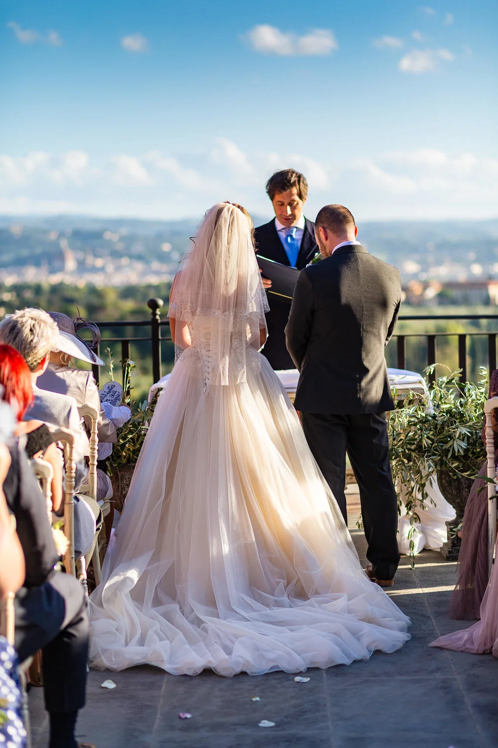 wedding ceremony with florence in the background