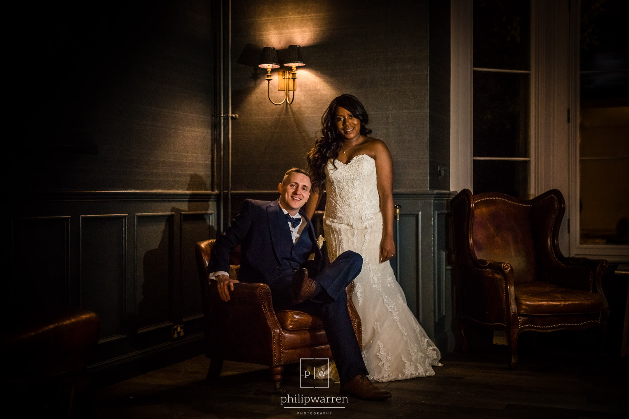 bride and groom in bryngarw house