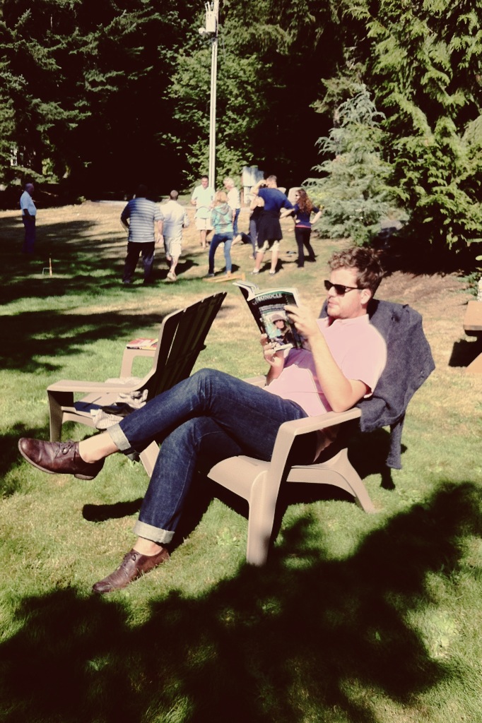 Drew channeling his inner Kennedy on the lawn at Copper Creek Inn on Mt. Rainier