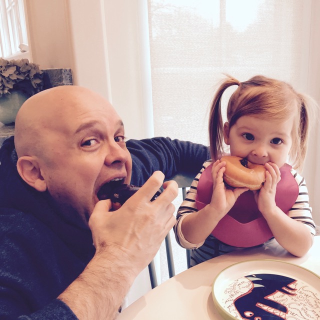 Daddy and me eating donuts