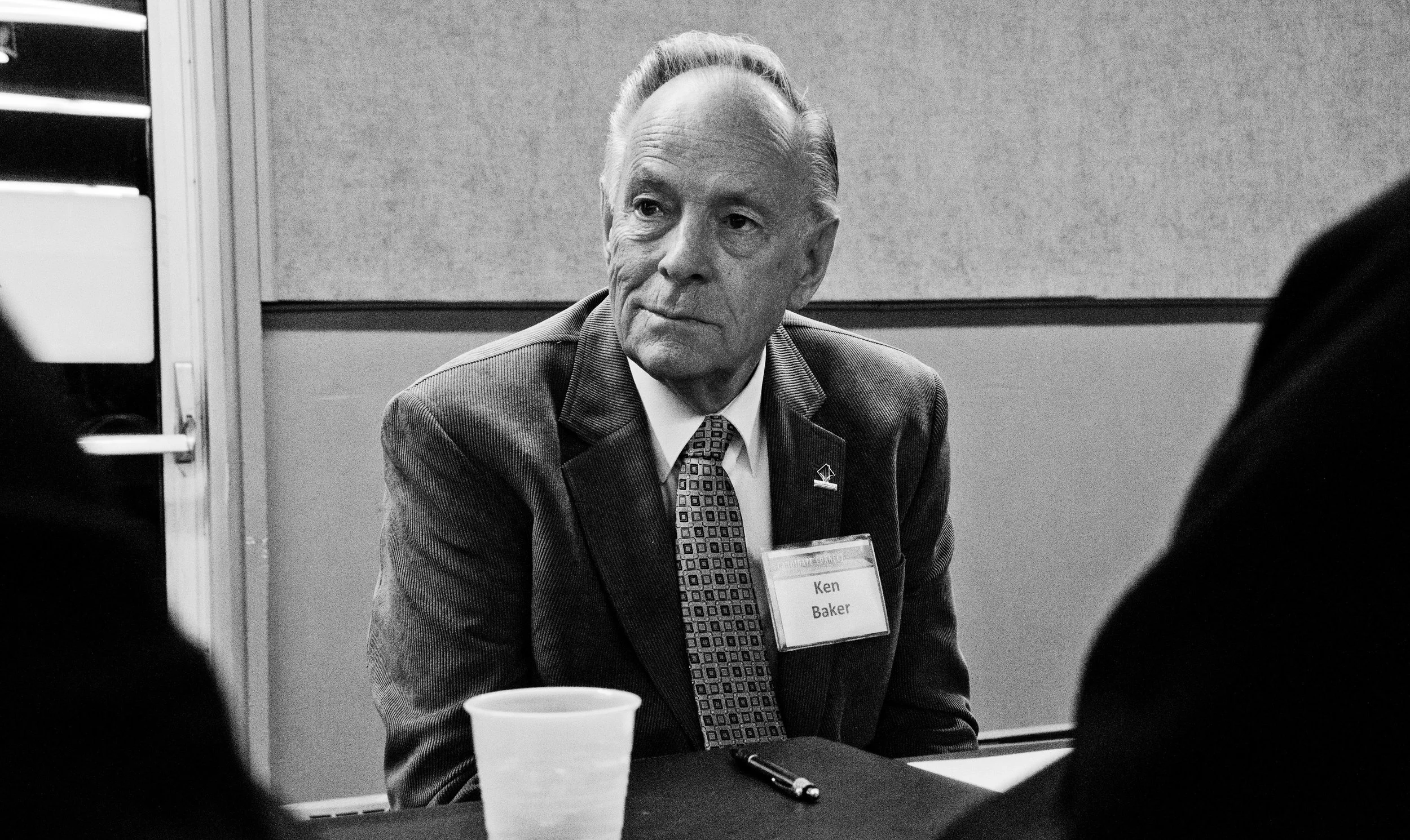 Veteran councilor and former mayor Ken Baker is pictured at his table during the meet and greet event. He later made it onto council. 