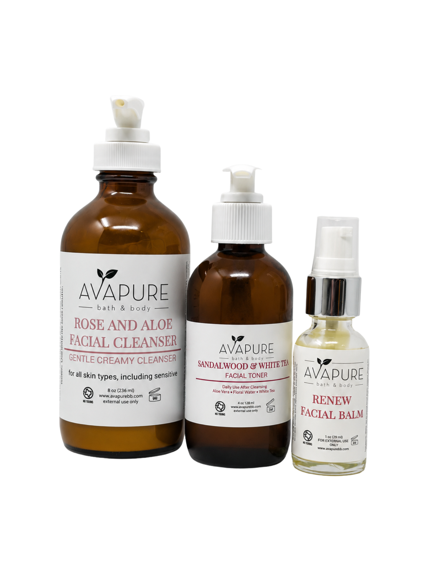 Gentle Creamy Cleanser, Facial toner and moisturizer bundled together for sensitive and reactive skin.
