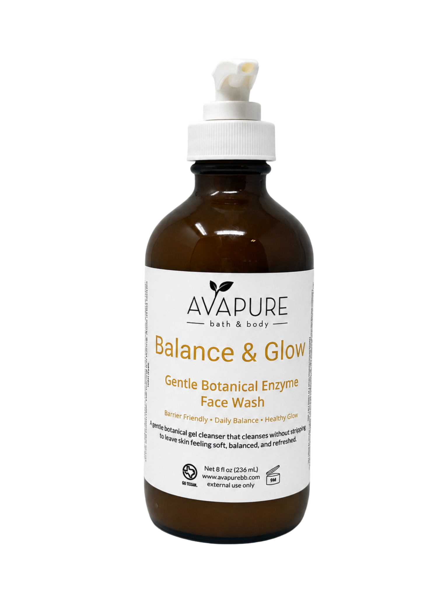 8 oz Balance + Glow Gel Cleanser | Gentle Fruit Enzyme Face Wash for Normal & Combination Skin