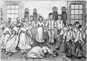 An exhausted Shaker sister after be taken with "the Whirling Gift"