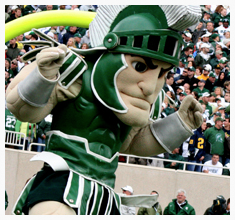 "Sparty" is the Spartan mascot from Michigan State University (photo source: msu.edu).