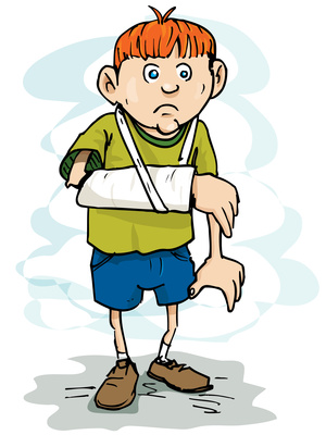 Patient with arm in a cast and a sling.