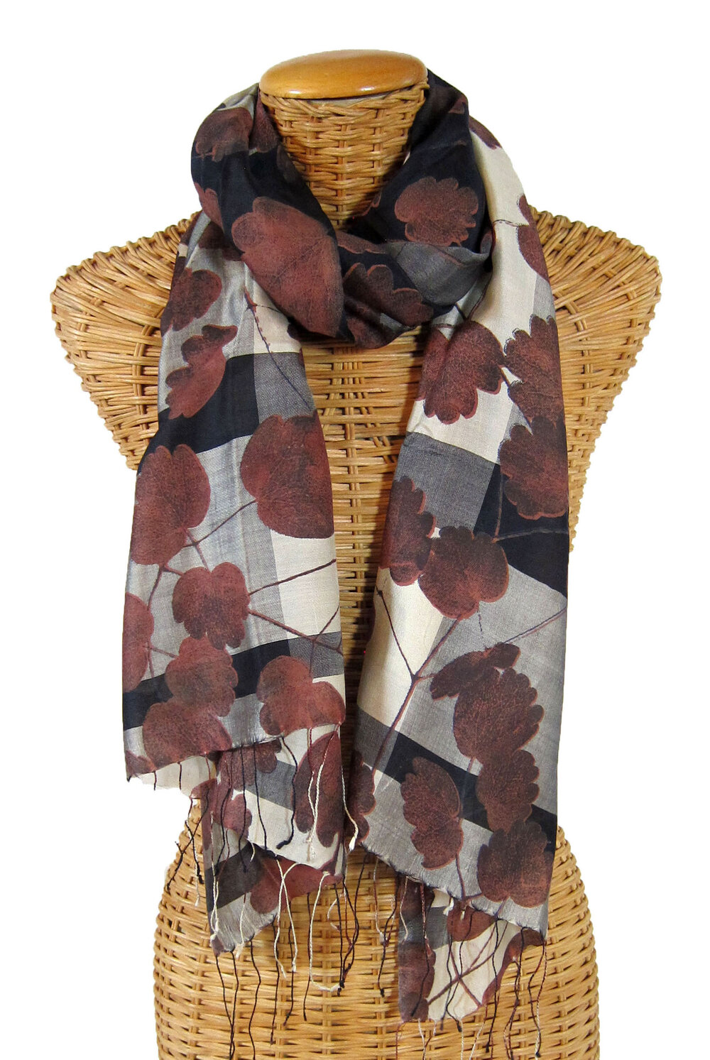 COLOR MIX PATTERN COTTON SILK SCARF BROWN Buy Online!