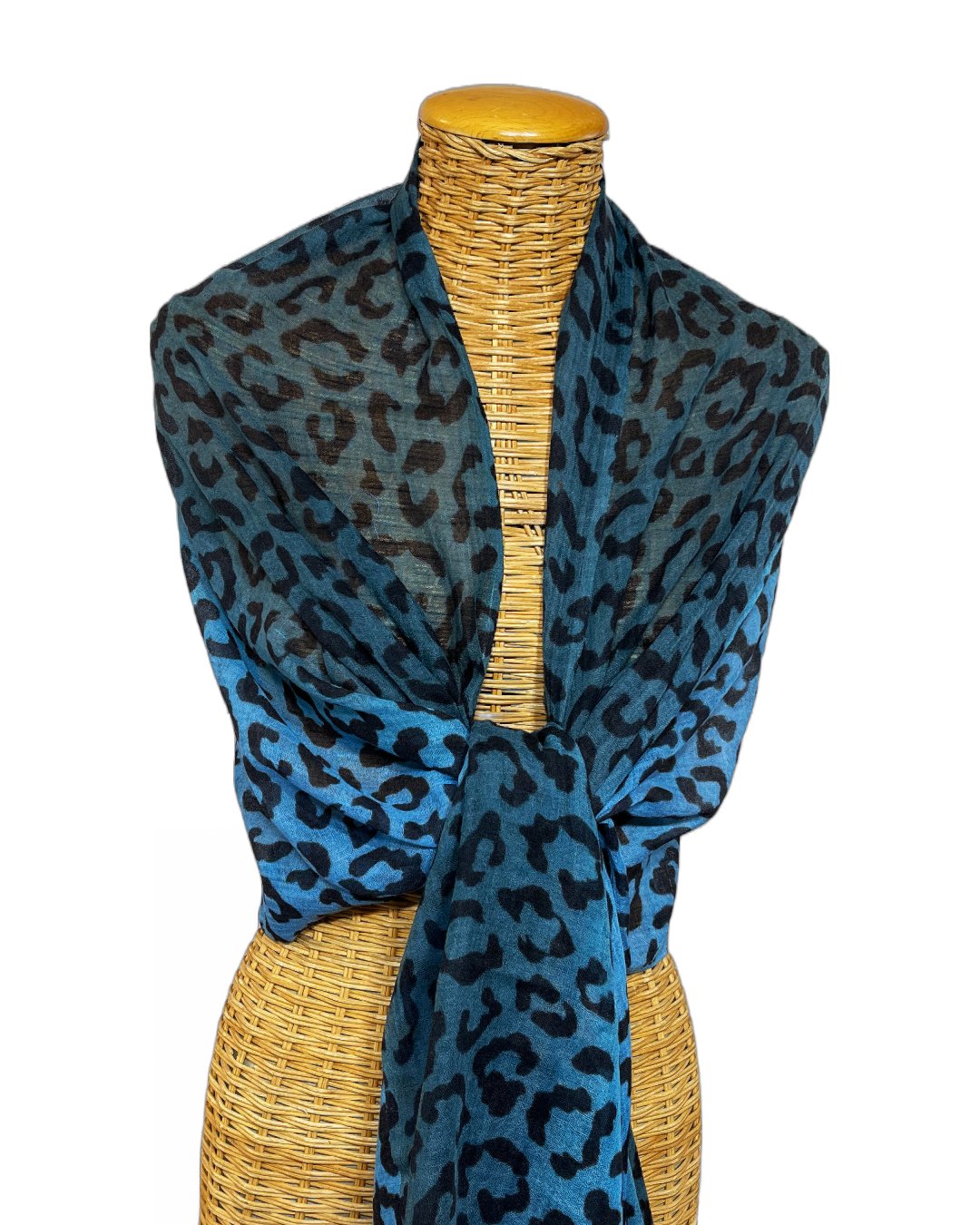 Blue & Turquoise Wool Ombre Large Animal Print Scarf — Pam's
