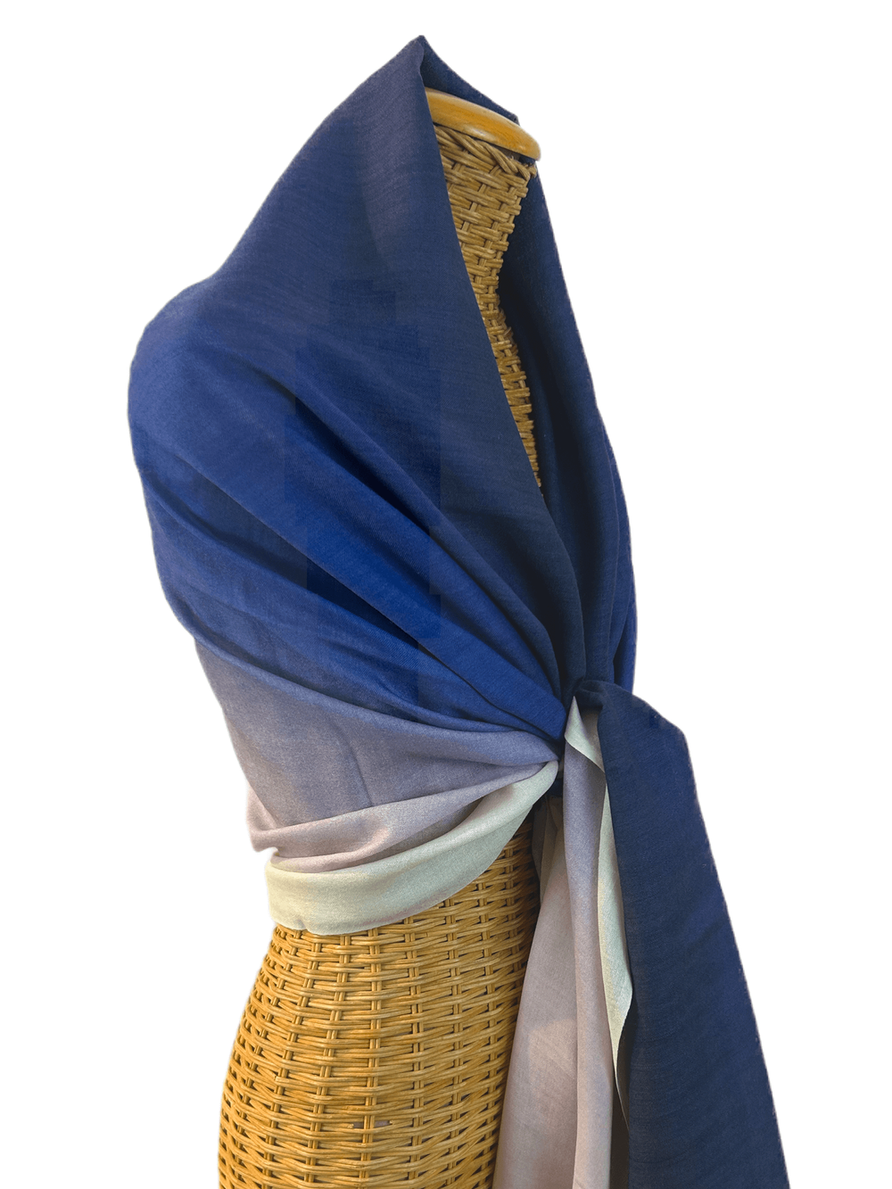 Navy Blue Silk Merino Wool Ombré Scarf — Pam's Pashminas