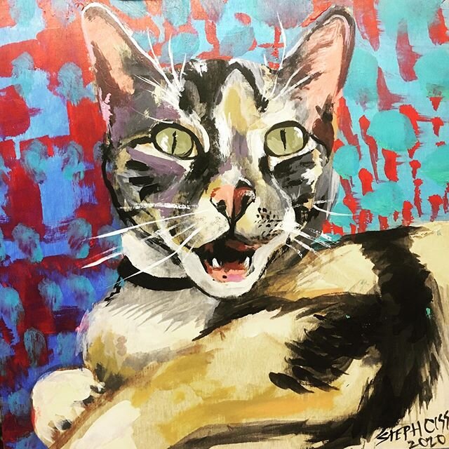 Lil Miss of @westpetsphiladelphia .
.
.
#petportrait #catpainting #petcare #acrylicpainting