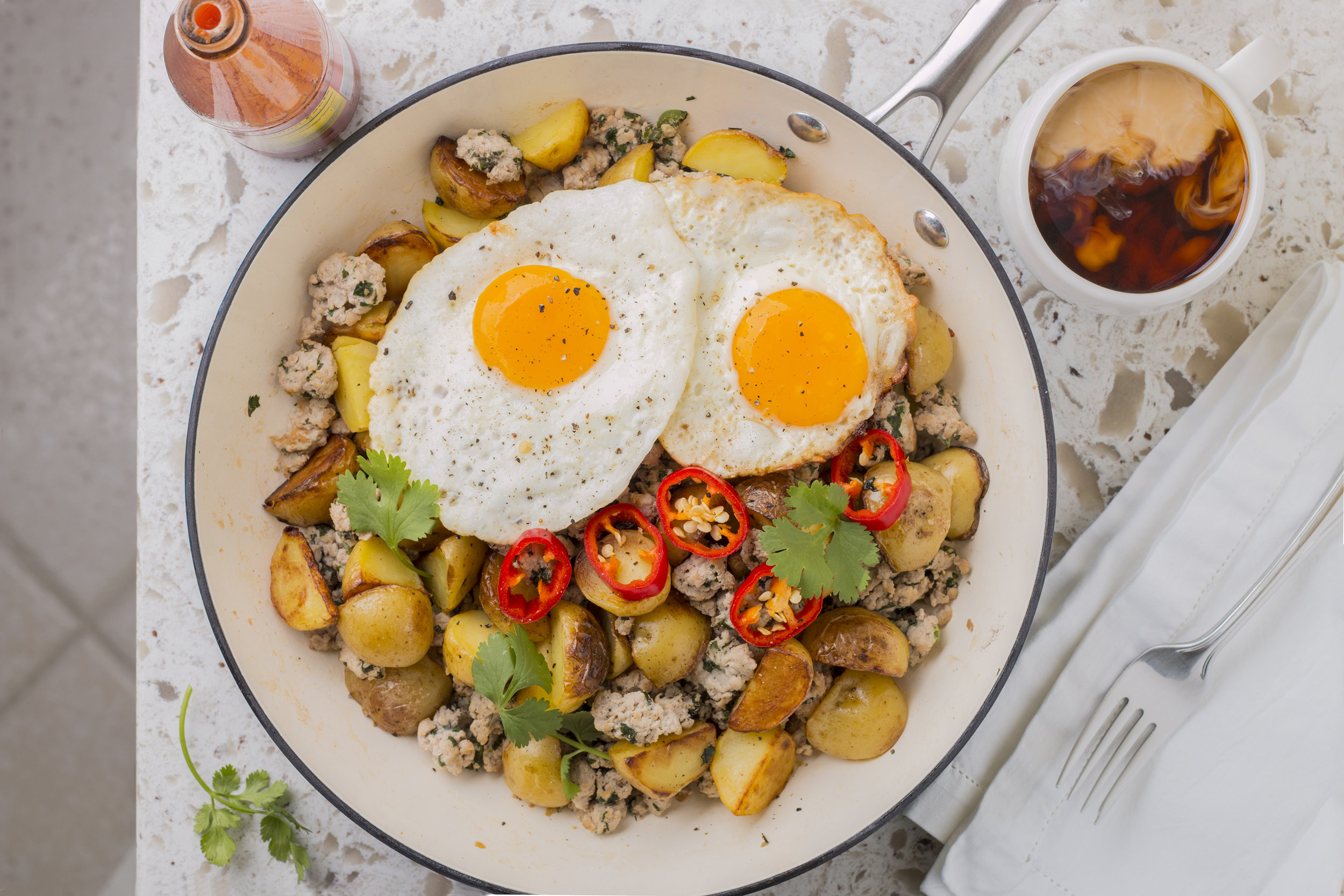 Egg, Pork, Potato, & Pepper Hash