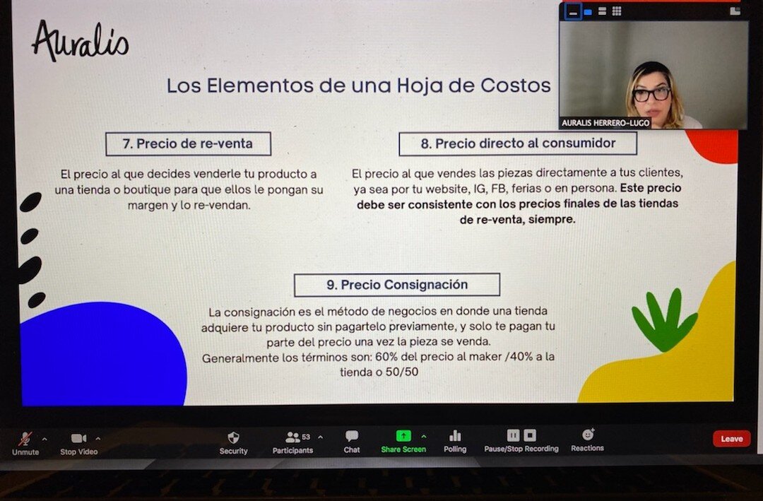 La semana pasada fue el Pricing Boot Camp Workshop para makers de Nest, con las anfitrionas Ruby Davila-Rendon y Michelle P&eacute;rez Kenderish. Mas de 100 makers se inscribieron para aprender sobre hojas de costo y estrategia de precios para produc