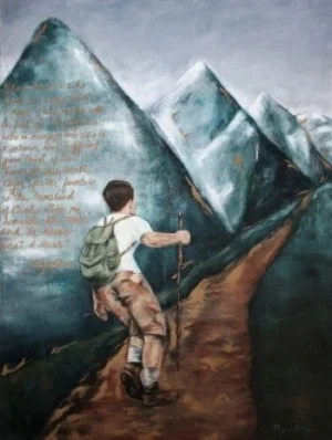 A painting I created to express the themes of Pilgrimage and Climbing the Mountain of the Lord which have been endless wells of inspiration and mystery for me. I am drawn to them yet cannot grasp them.