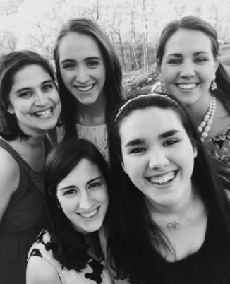Pictured are my 3 sisters, sister-in-law and me (bottom right).