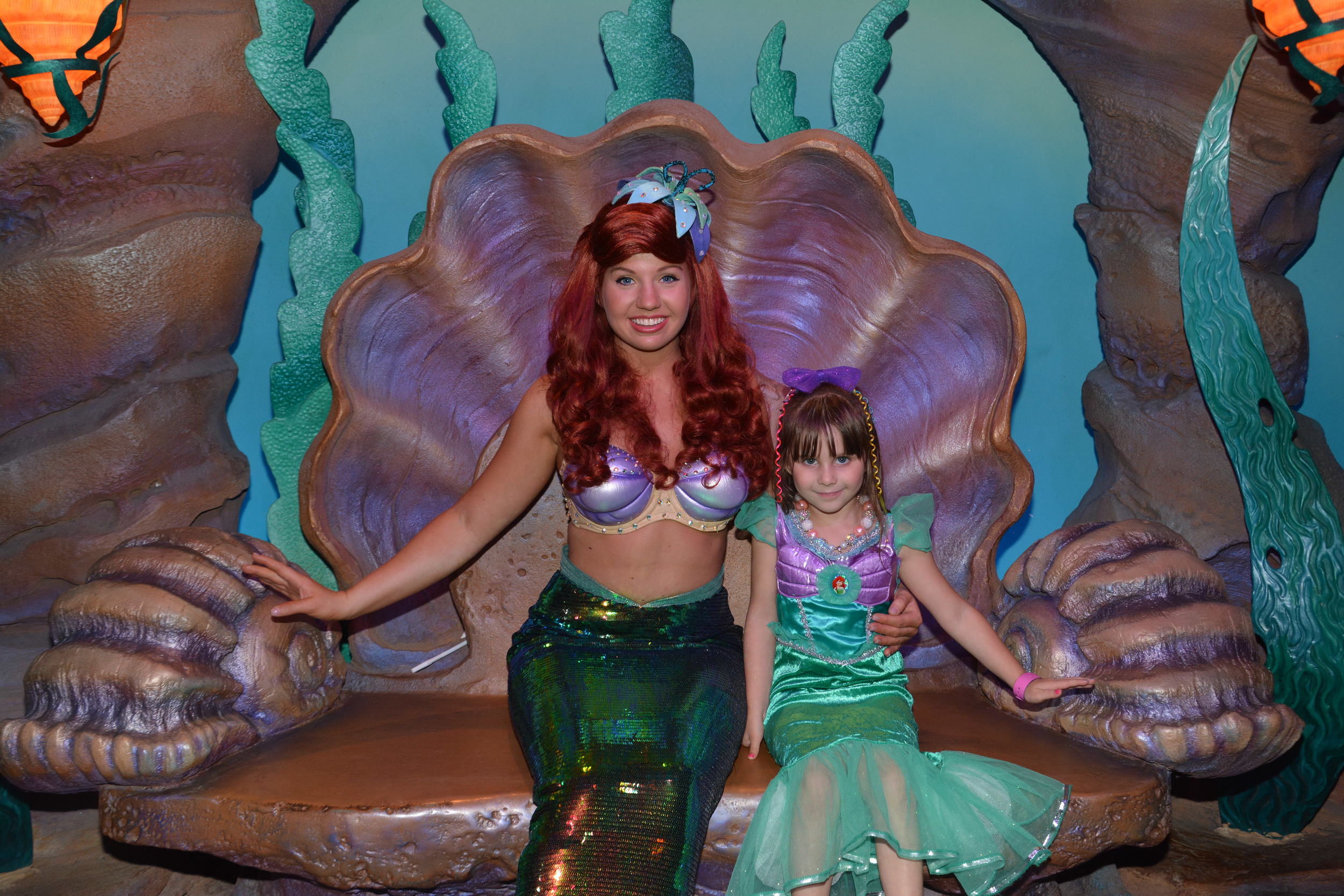 I see TWO Princess Ariels! Mermaid Ariel greeted us in her Grotto