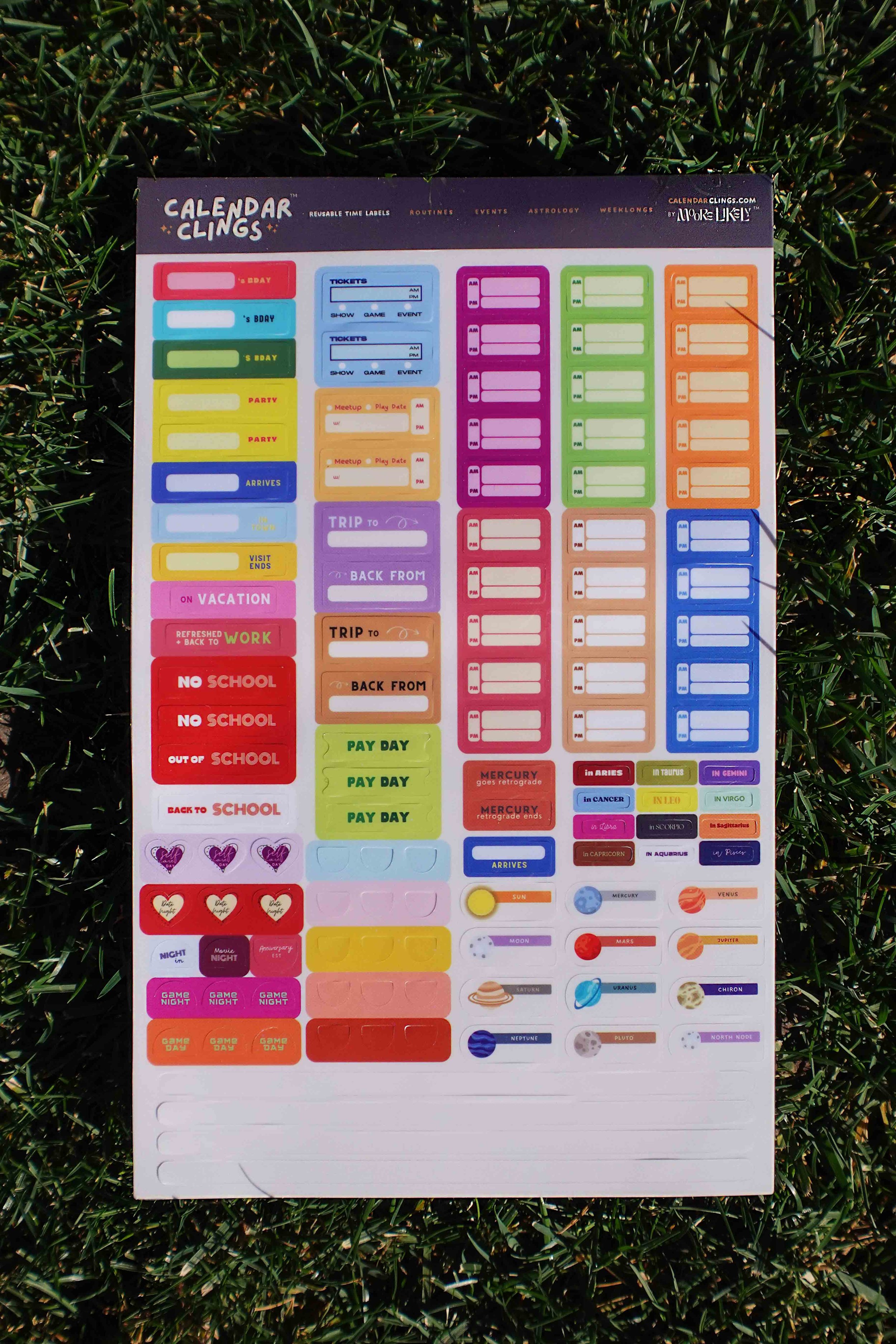 Routines, Events, Astrology + Moore Cling Label Set