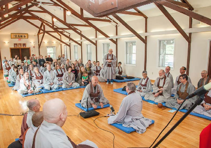 Dharma combat at the transmission ceremony for Terence Croning JDPSN at the Buddha's Birthday Ceremony at Providence Zen Center in April. Terry works as a hospice chaplain in Maine.