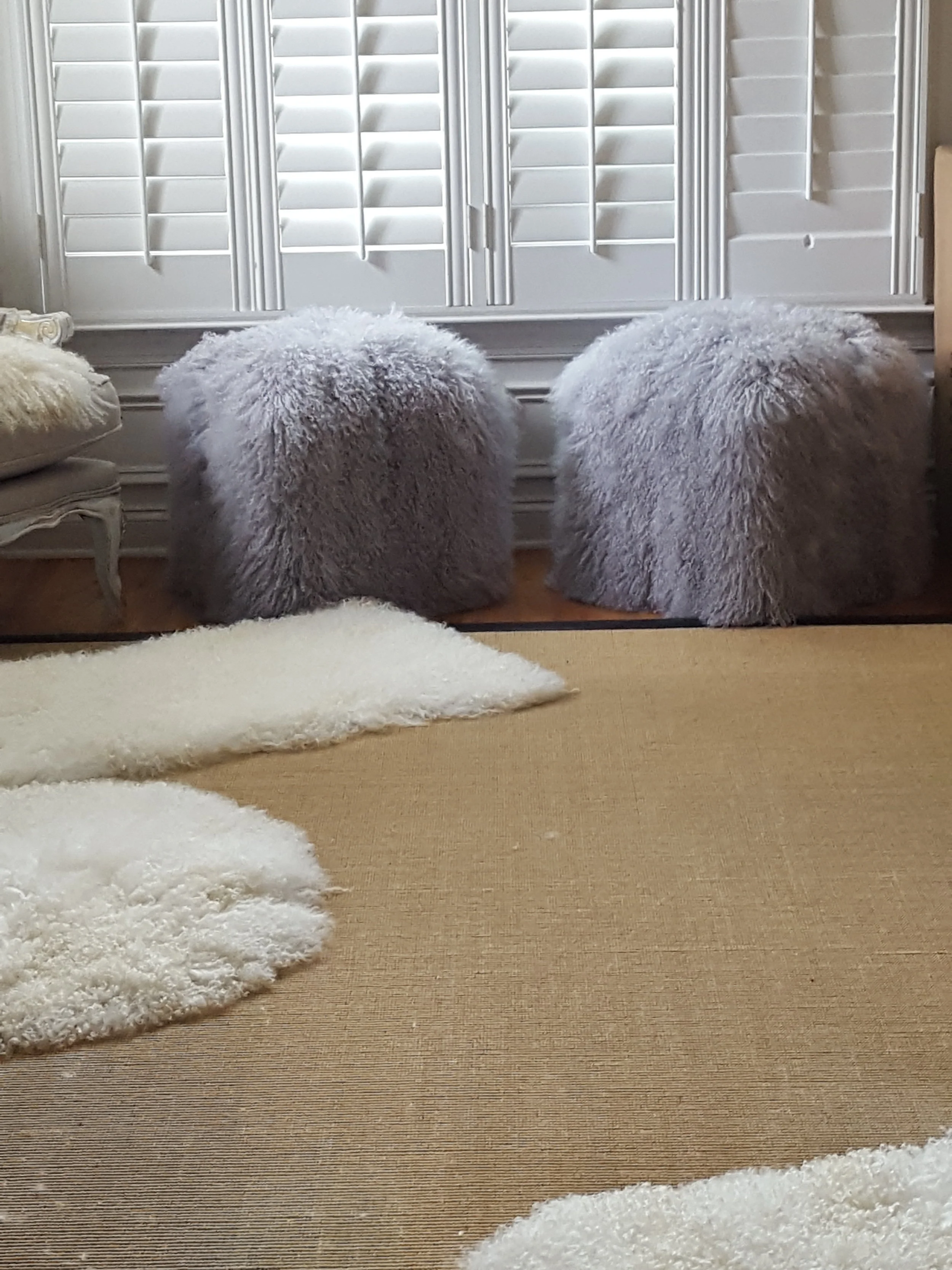 Mongolian Fur Ottoman
