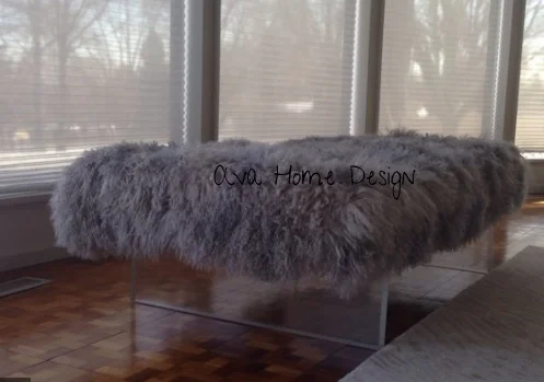 fur bench with acrylic legs